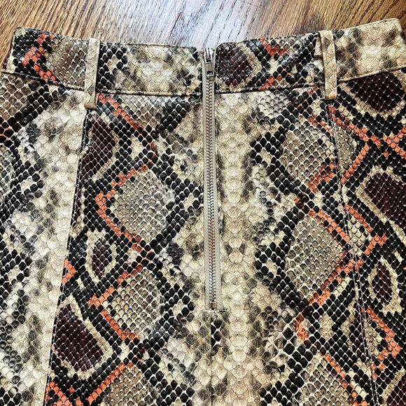 Alter'd State Wom Sz XS Snake Print Mini Skirt High Waist Tan Grey Orange Zipper - Picture 6 of 13